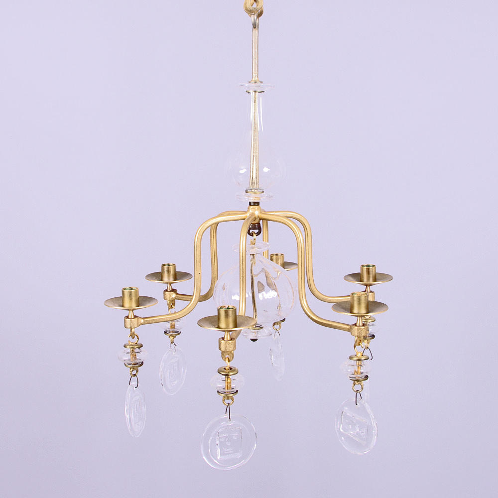 LJUSKRONA, guldfärgad, 6-armad, Erik Höglund.