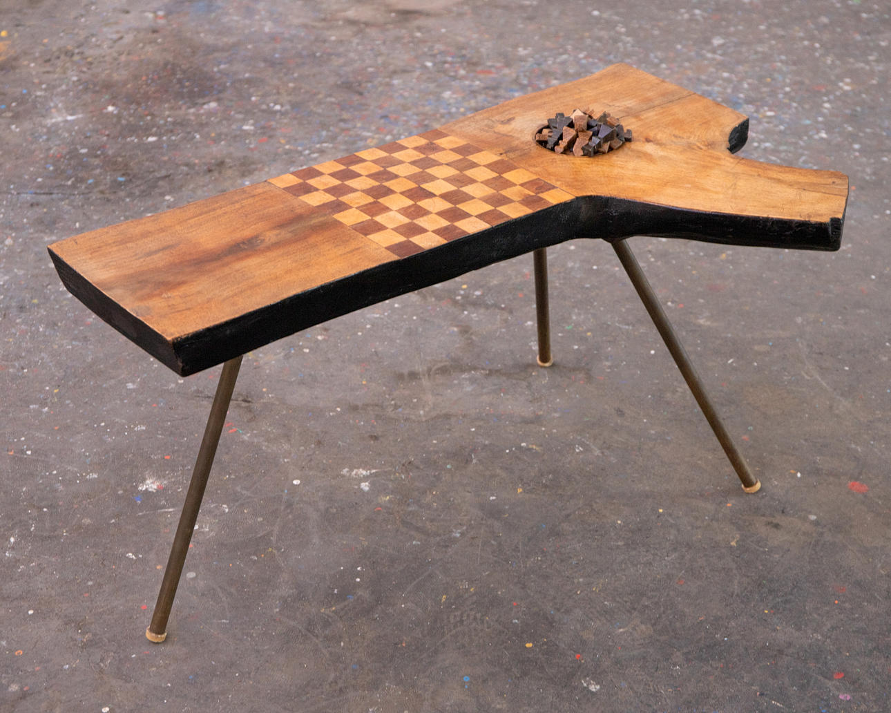 CARL AUBÖCK. In the manner of. Tripod tree table / coffee table / chess table 1950s/60s (6-35).