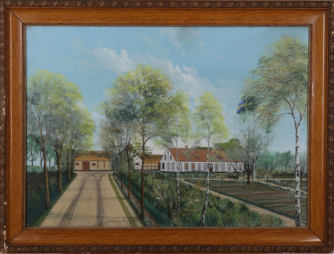 OKÄND KONSTNÄR. "Sandgrens Atelier Malmö 1917", gouache på pannå, gåramålning, Osignerad.