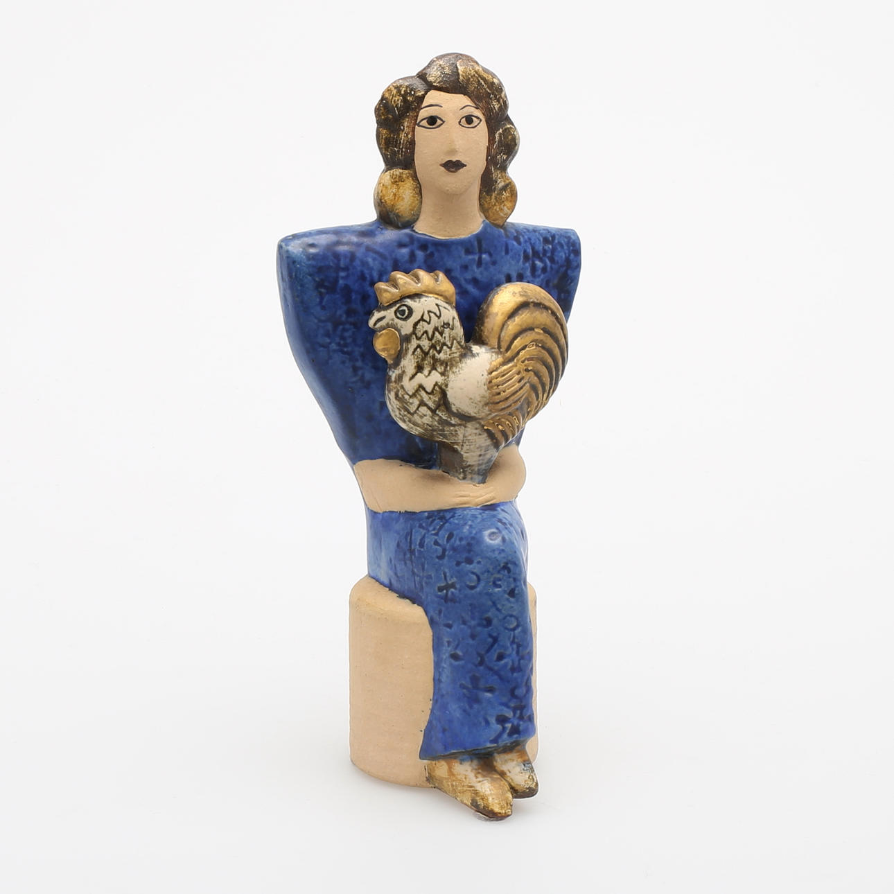 LISA LARSSON. Figurin, kvinna med tupp, K-studion, Gustavsberg.