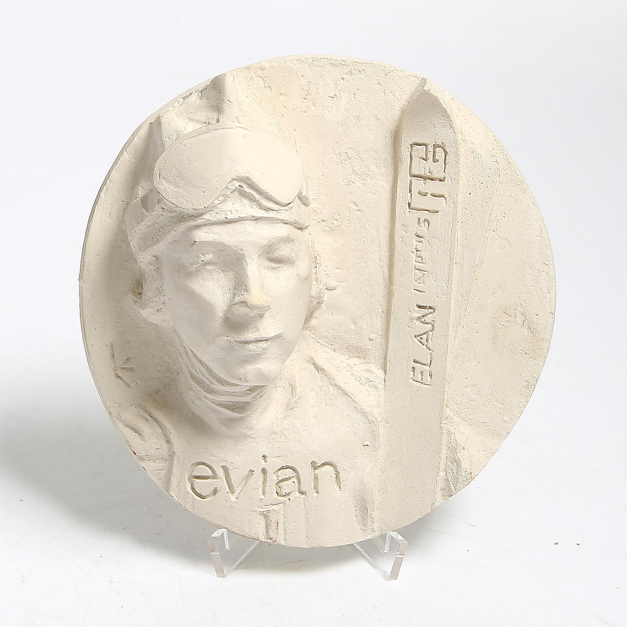 VÄGGRELIEF, gips, Ingemar Stenmark.
