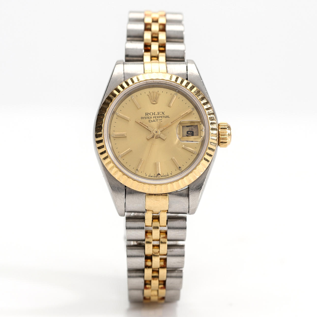 ROLEX DATE Wristwatch, gold on steel, automatic, date, approx. 1999.