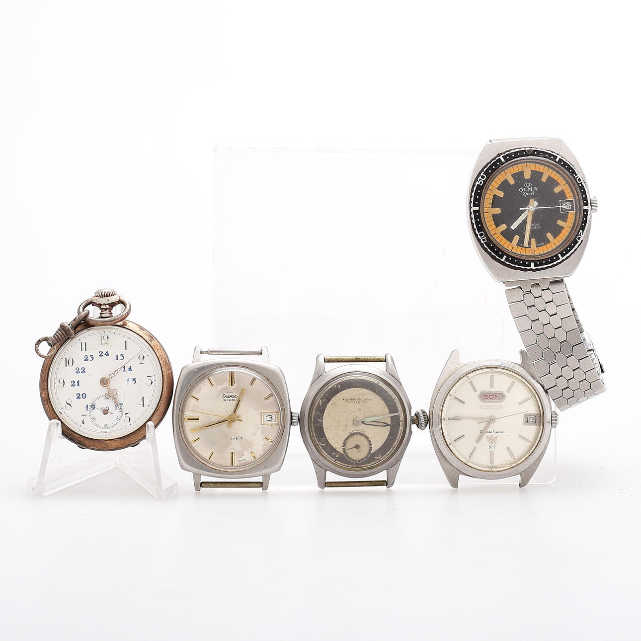WRIST WATCH, POCKET WATCH, 5 pcs.