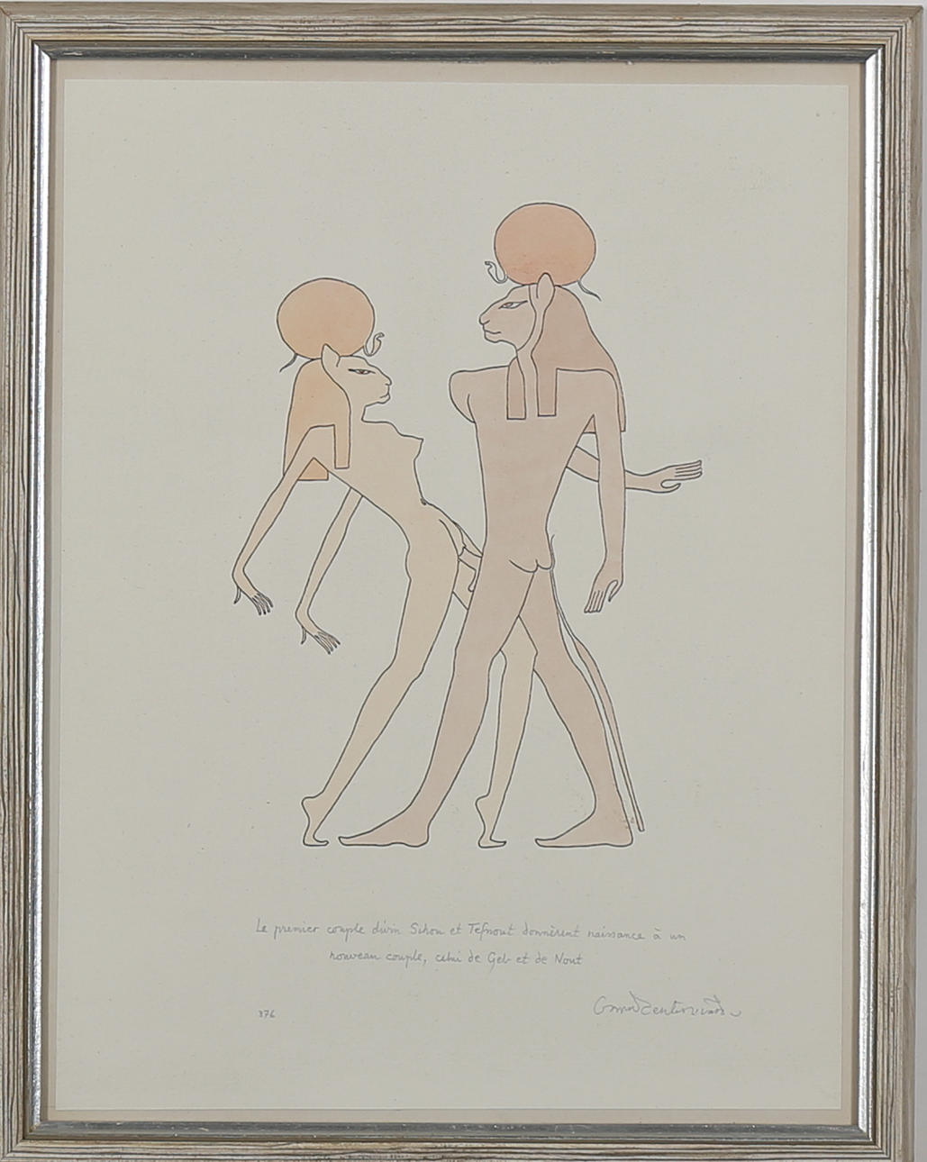 OSCAR REUTERSVÄRD. Egyptiskt erotiskt motiv, blandteknik, signerad och numrerad 376.