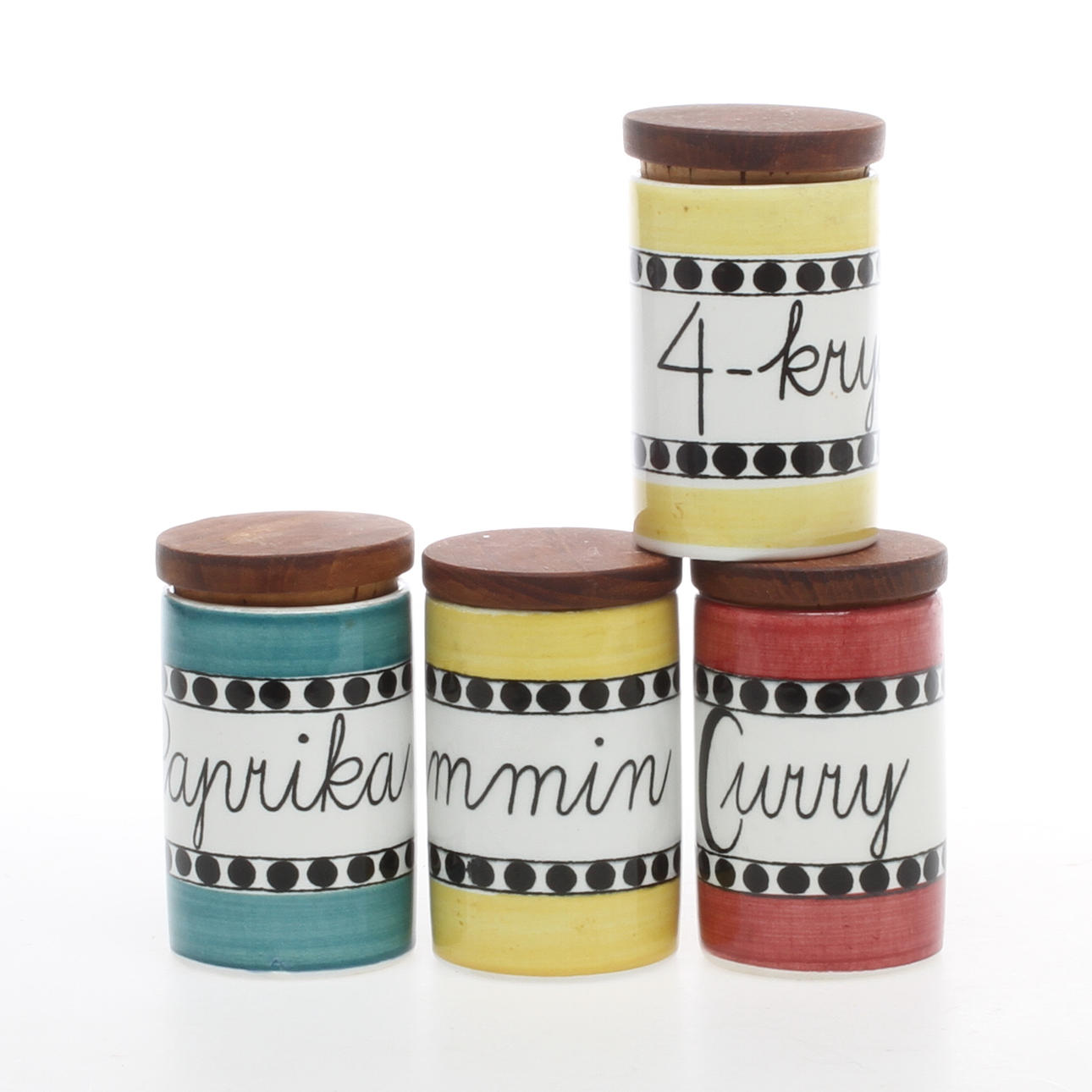 KRYDDBURKAR, 4 st, flintgods, "Arom", Marianne Westman, Rörstrand.
