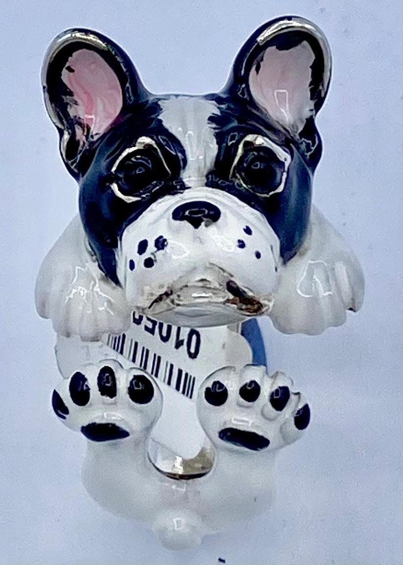 SILVER EMALJERAD ”FRANSK TJURHUND” RING.