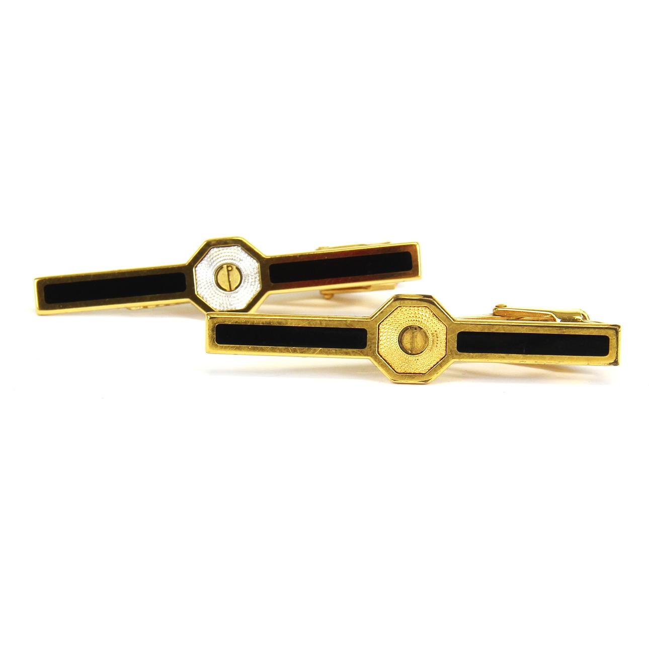 ZWEI DUNHILL KRAWATTENKLAMMER.