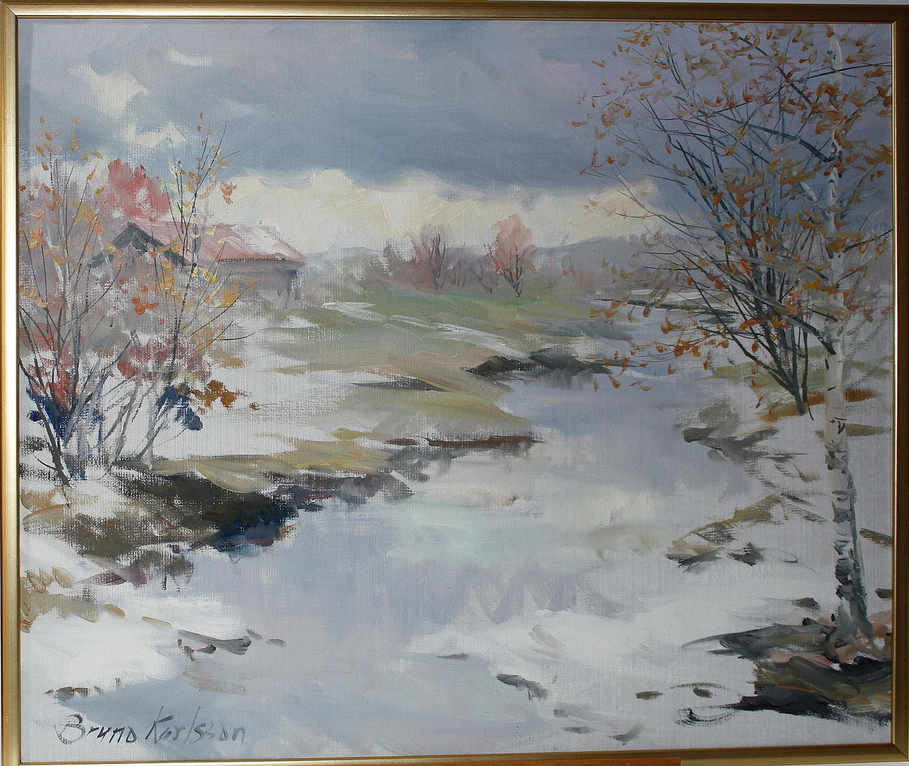 BRUNO KARLSSON. olja på duk, landskapsmotiv, signerad.