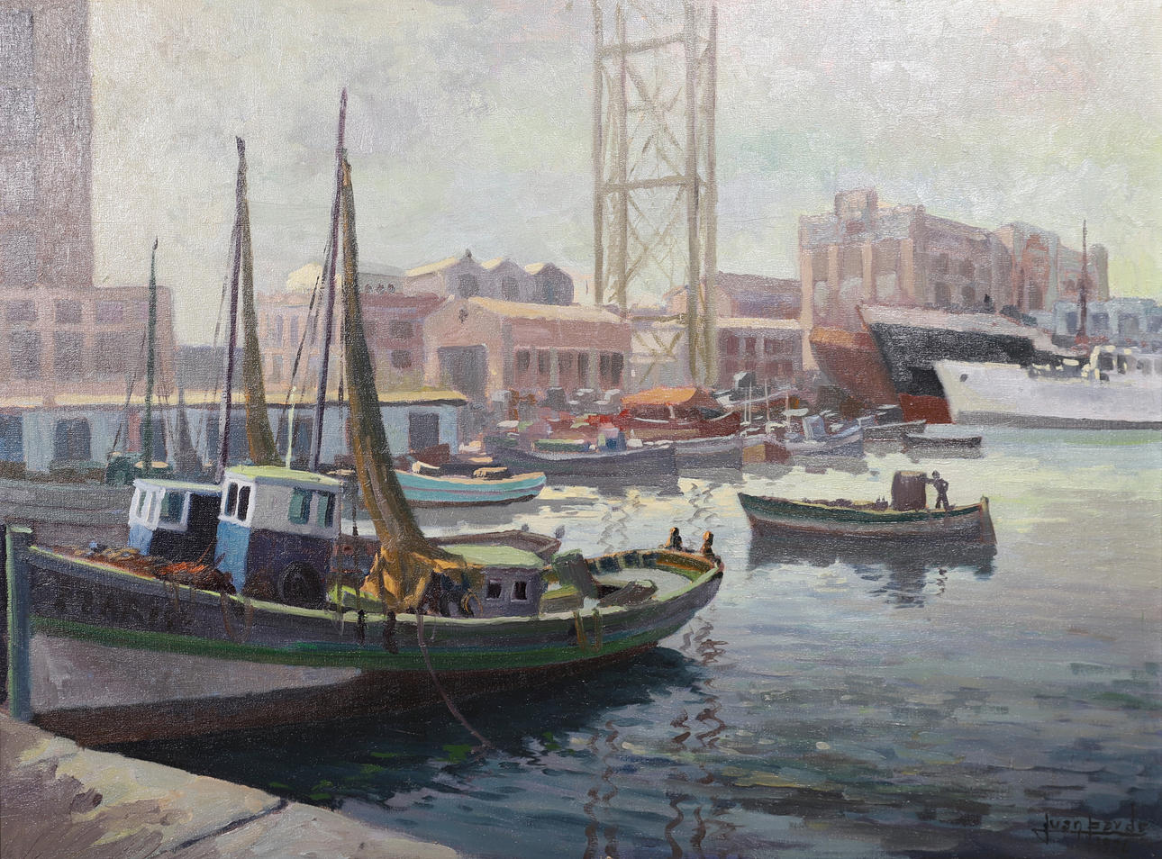 JUAN PARDO. "PUERTO" ÓLEO LIENZO.