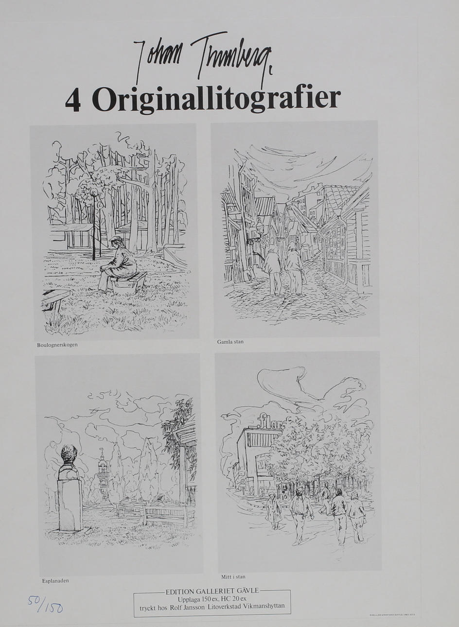 JOHAN THUNBERG. 4 st, litografier, signerade.