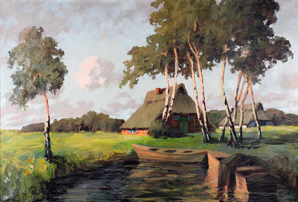 EMY ROGGE. WORPSWEDE LANDSKAP. Olja på duk. 100 x 70 cm L.U.sign.: råg. ram.