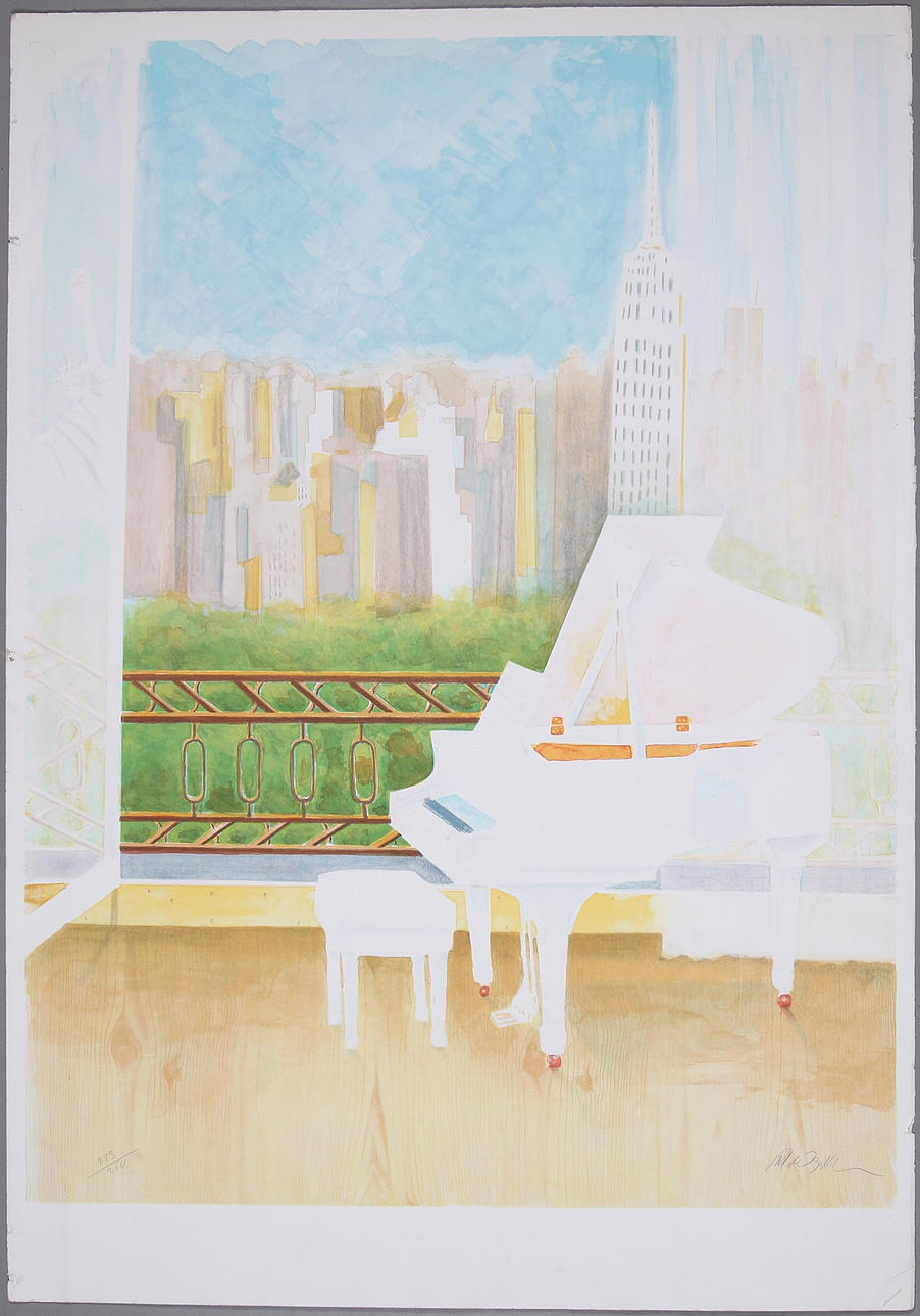 AL WAGIELLA. Flygel i New York, färglitografi, signerad och numrerad 233/250.