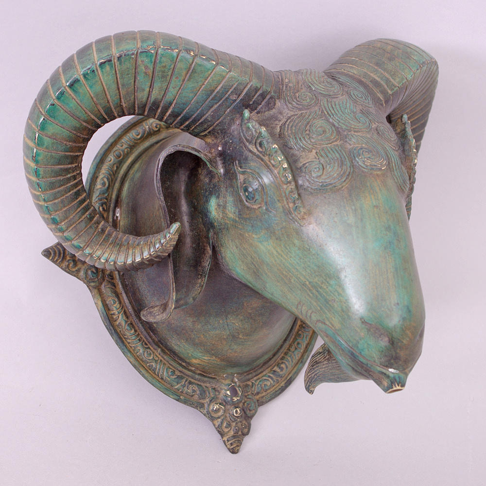 FONTÄNANSIKTE, bockhuvud, brons, samtida.