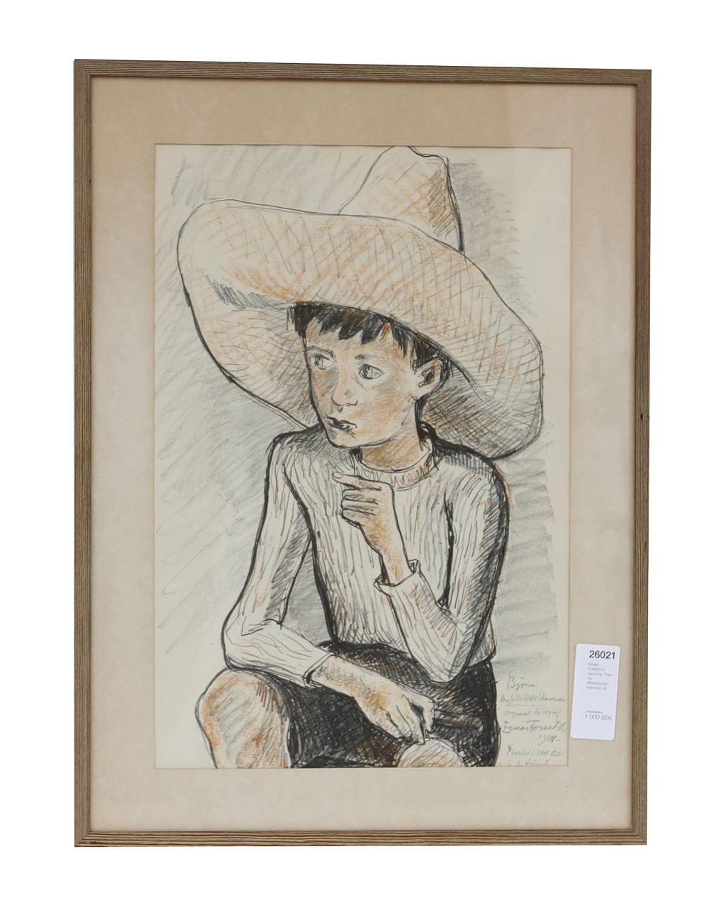 EINAR FORSETH. Teckning. "Den lille Mexikanaren", signerad.