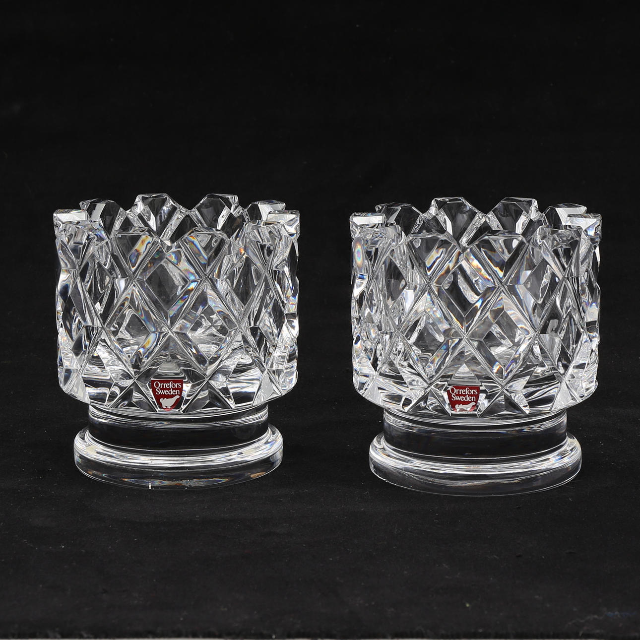 LJUSLYKTOR ett par, kristall, "Sofiero", Gunnar Cyrén, Orrefors.