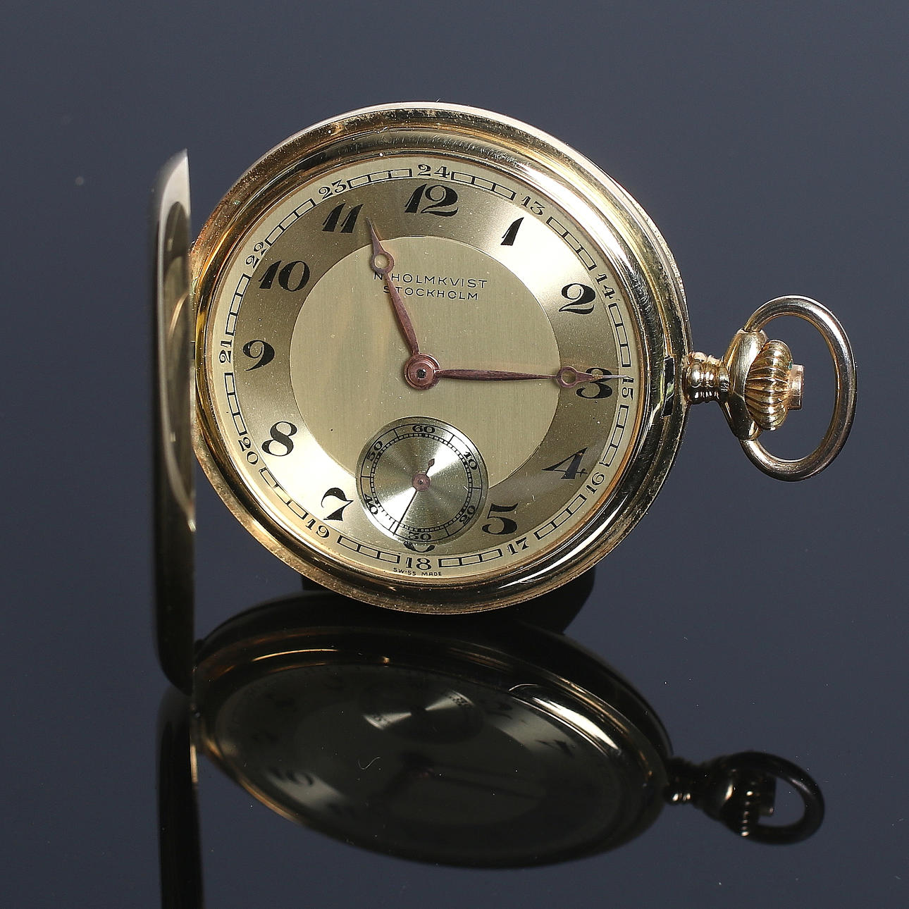 FICKUR, 14k guld, savonett, N. Holmkvist, Stockholm. 1900-talets första halva.