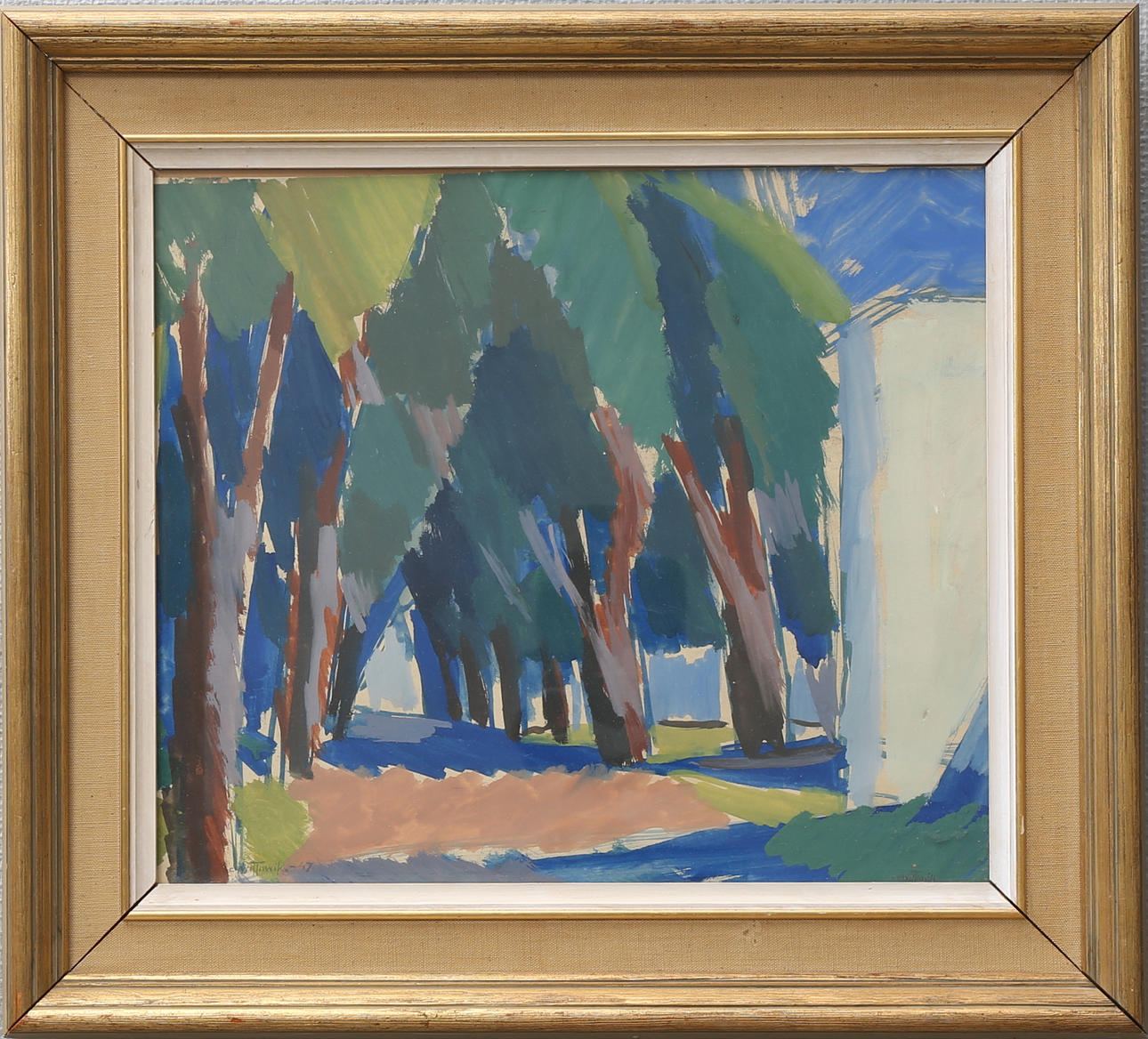 CARL HERMAN WETTERWIK. "Trädallé". Gouache, signerad och daterad -47.