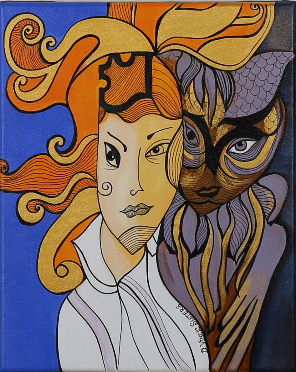 GORDANA & NATALIJA VINCIC. Akryl på duk, "Owl Shadow" signerad D Vincic Sisters.