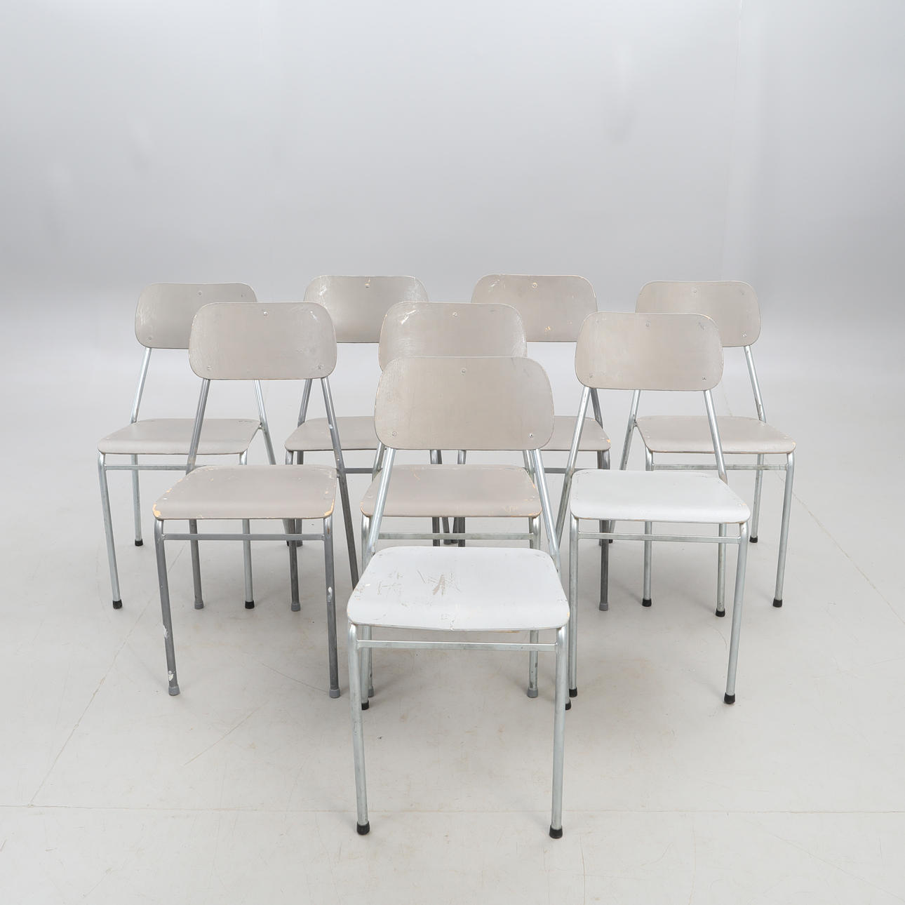 SCHOOL CHAIRS 8, stackable, 50s/60s.