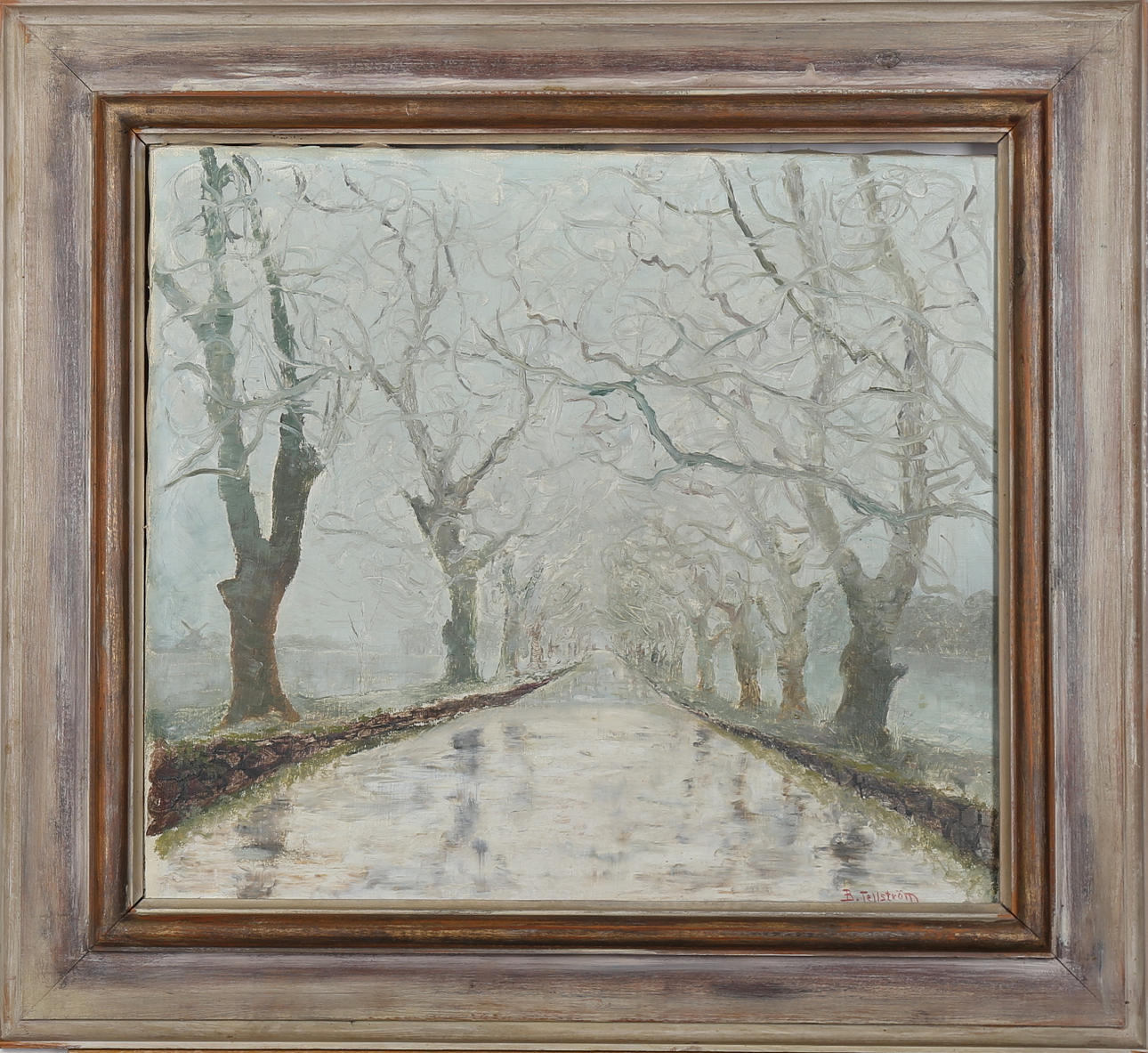 OIDENTIFIERAD KONSTNÄR. Snösmältning, olja på duk, signerad B Tellström.