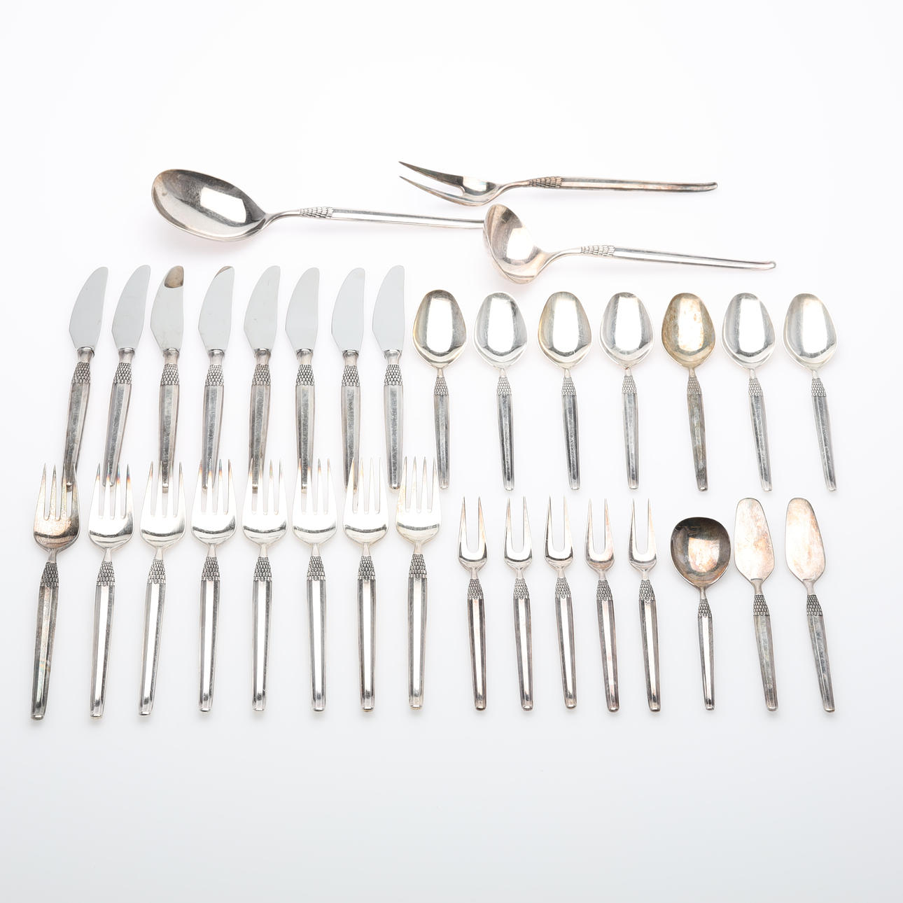 CUBIERTOS, 34 piezas, alpaca, "Cheri" Alpaca, Dinamarca.