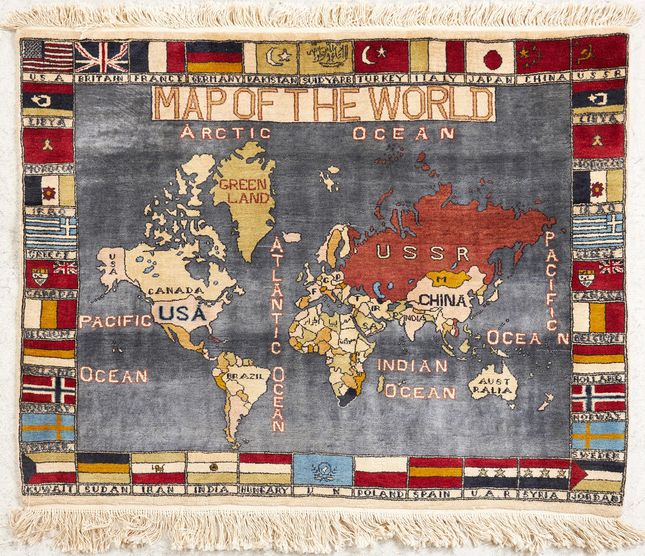 ORIENTMATTA, motiv av världskarta.