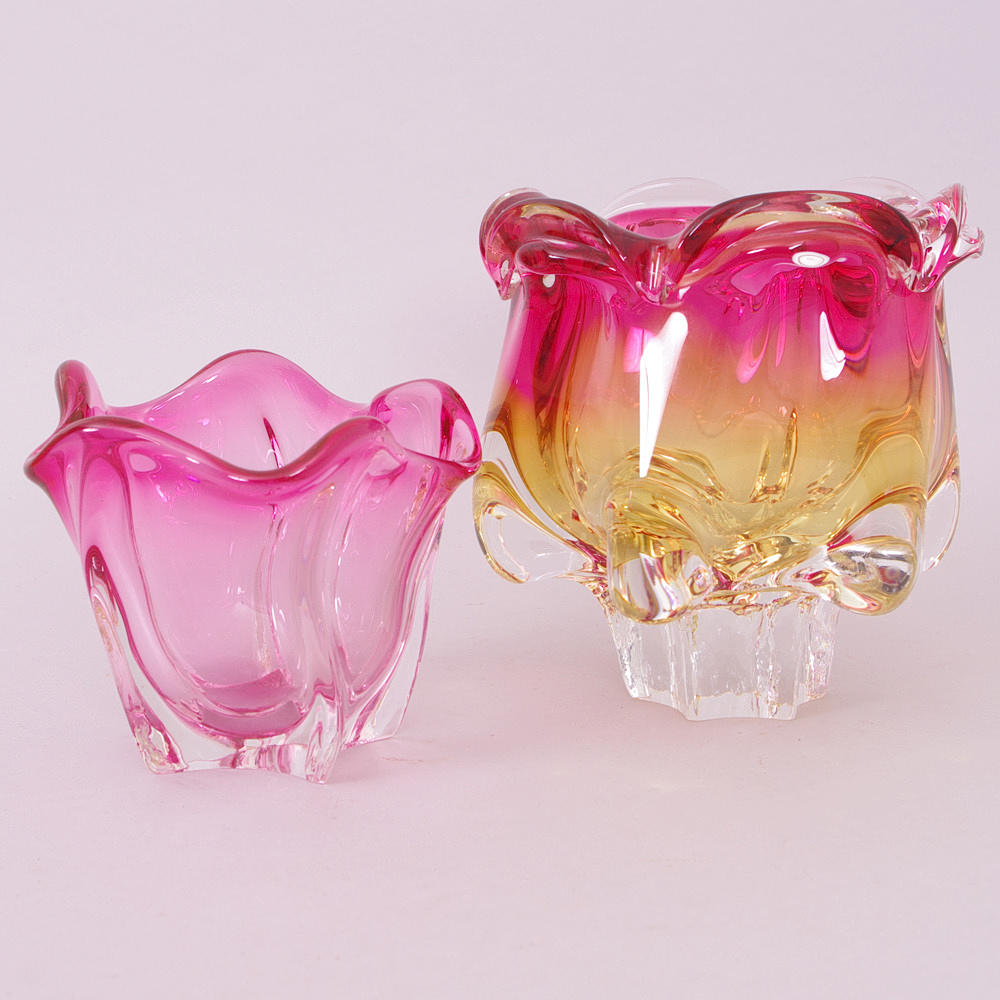 SKÅLAR, 2 stycken, konstglas.