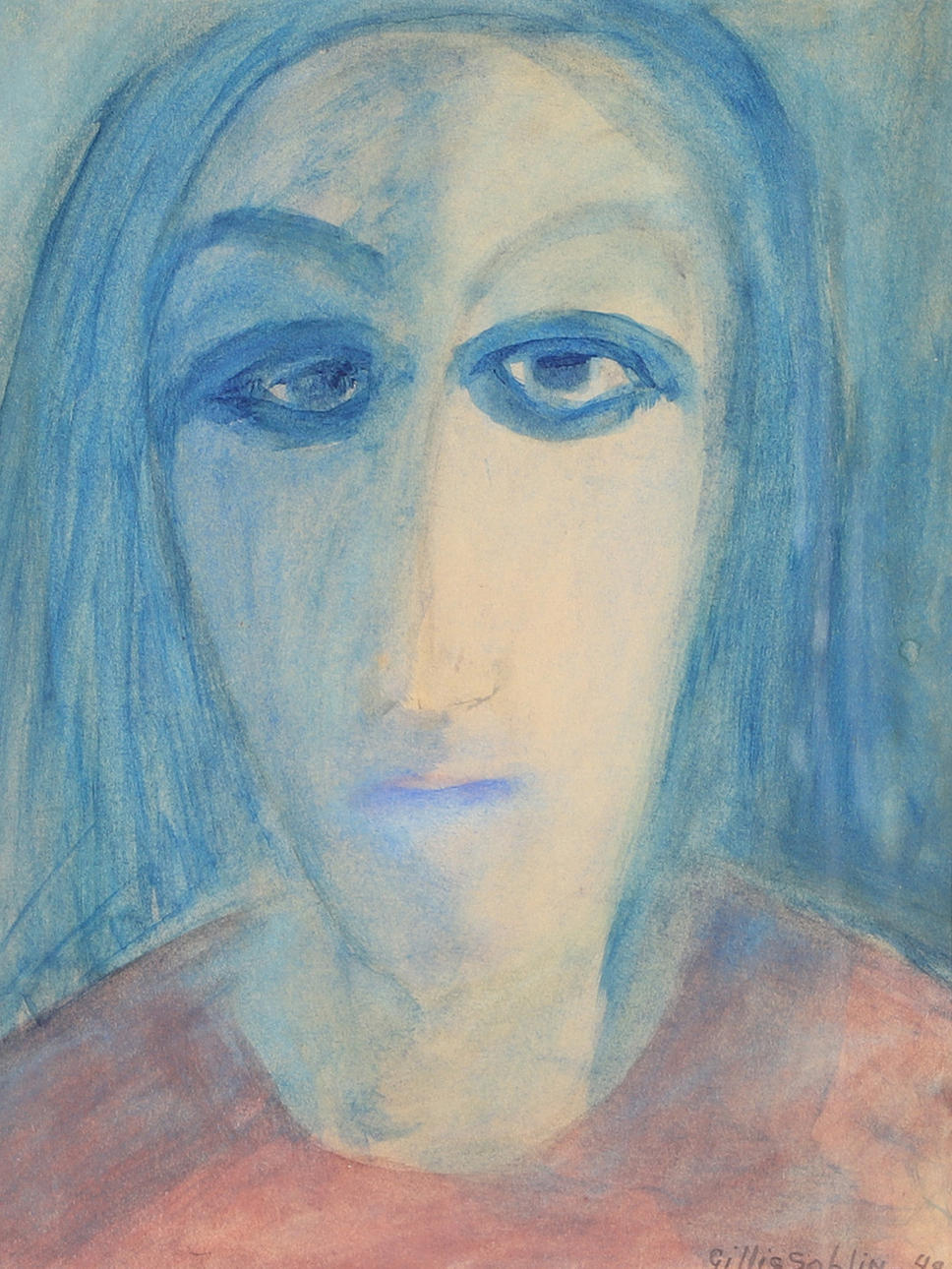 GILLIS SAHLIN. Portrait, watercolour, signed -49.