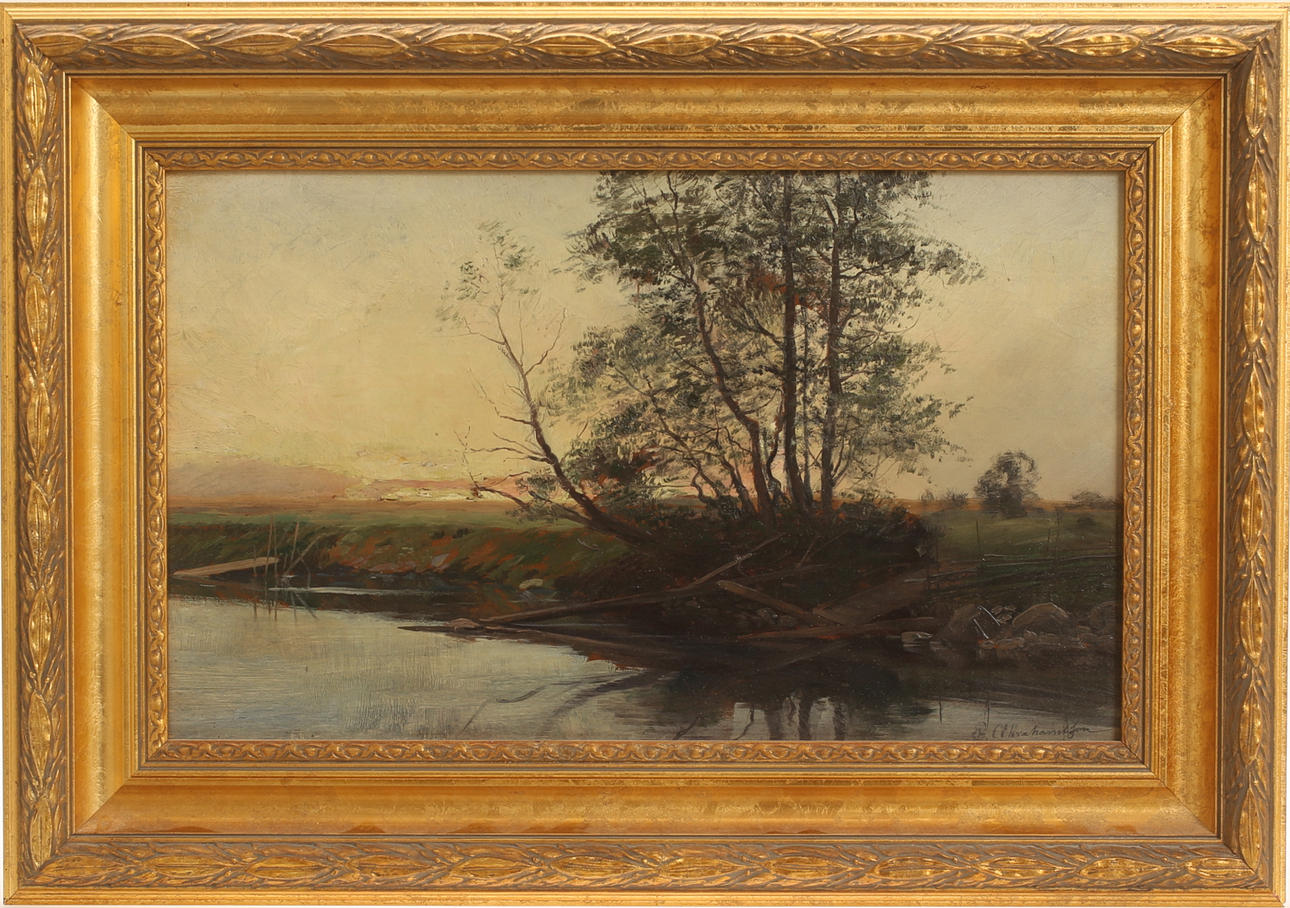 ERIK ABRAHAMSSON. Oil on Board, "When it gets dark", signed.