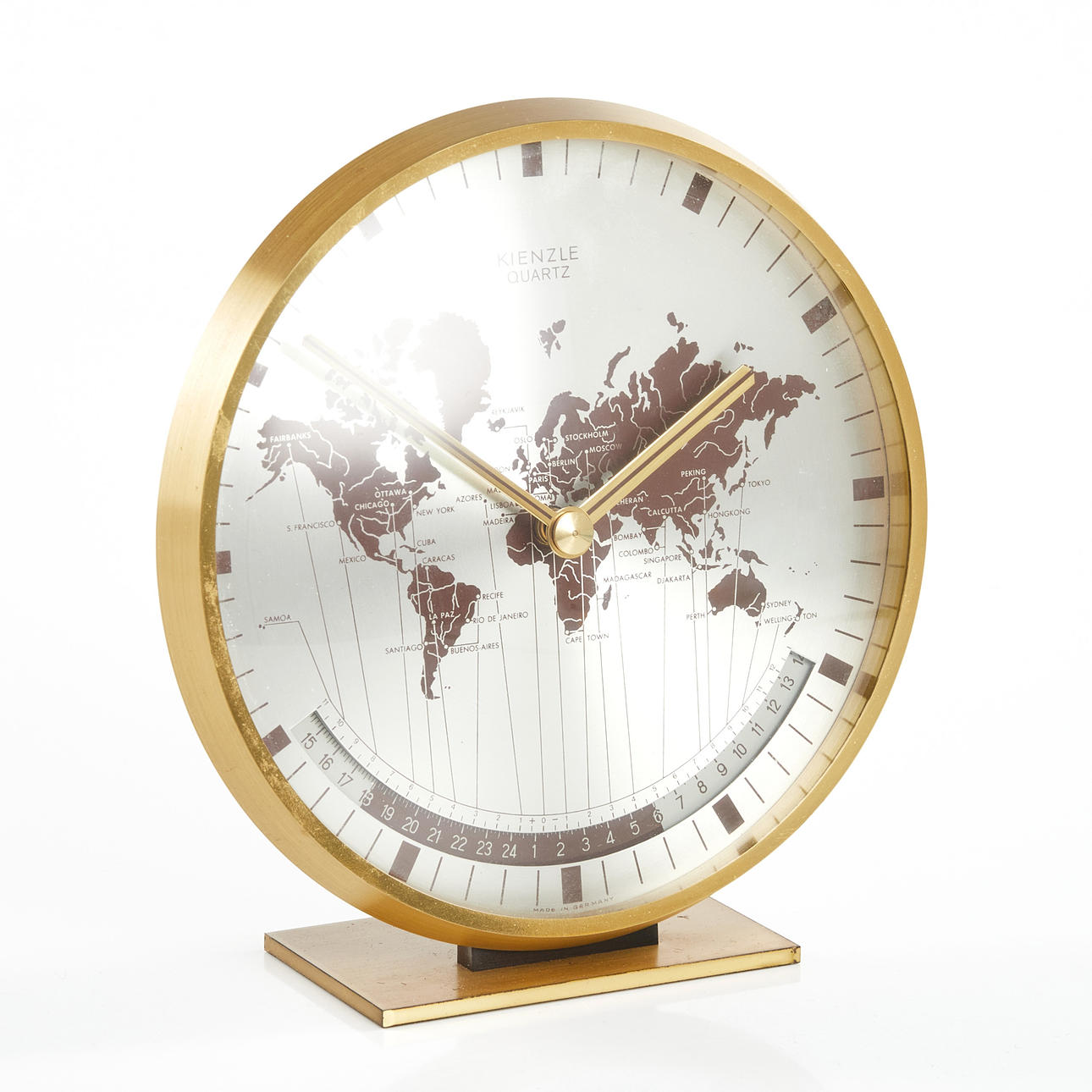 PÖYTÄKELLO, KIENZLE. messinki, 1960-luku.