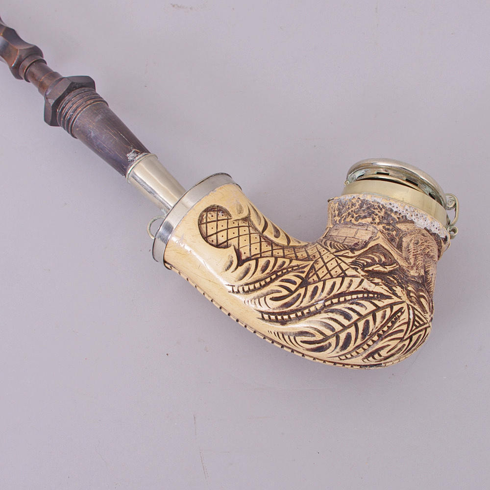 LÅNGPIPA, sjöskum/nysilver, 1800-tal.