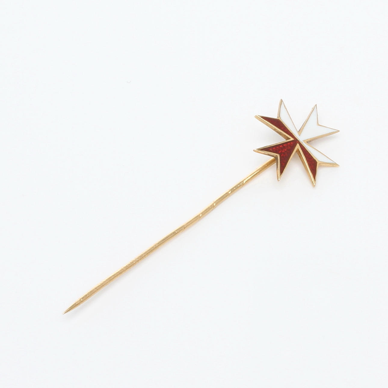 NÅL, 18k guld med emaljarbete, malteserkors, stämplad GD&Co.