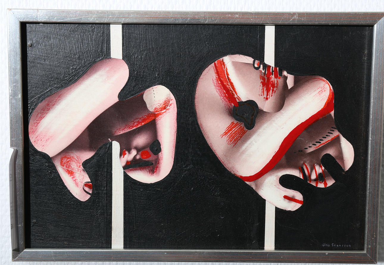 UNO SVENSSON. Olja på pannå, Abstrakt, signerad.