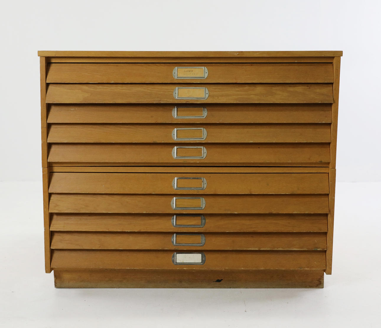 MAPSKAB/TEGNINGSKAB, 10 skuffer, eg, 1900-tallet.