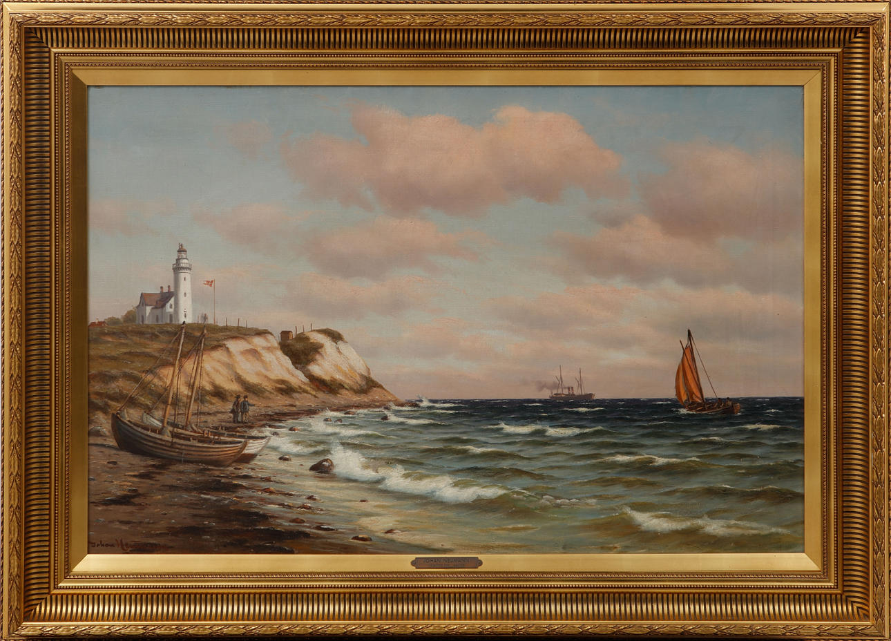 JOHAN NEUMANN. "Vesborg lighthouse, Samsö", oil on canvas, signed.