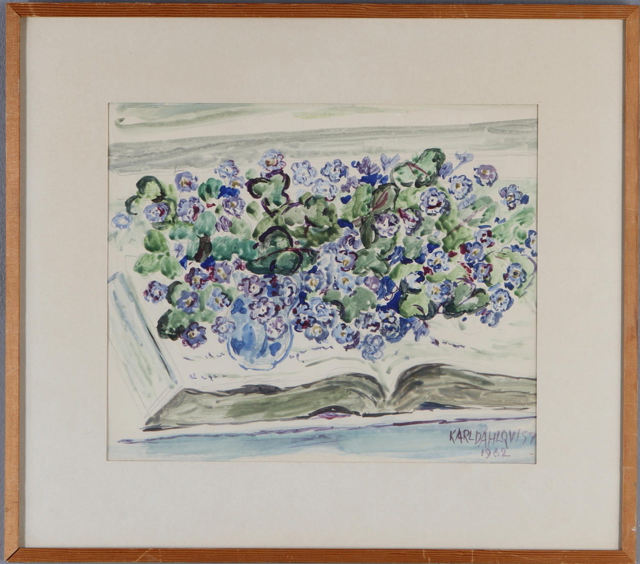 KARL DAHLQVIST. Blomsterstilleben. Akvarell. Signerad och daterad 1962.