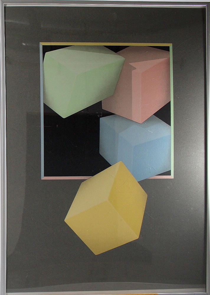 LENNART NYSTRÖM. färglitografi, "kuber" signerad.