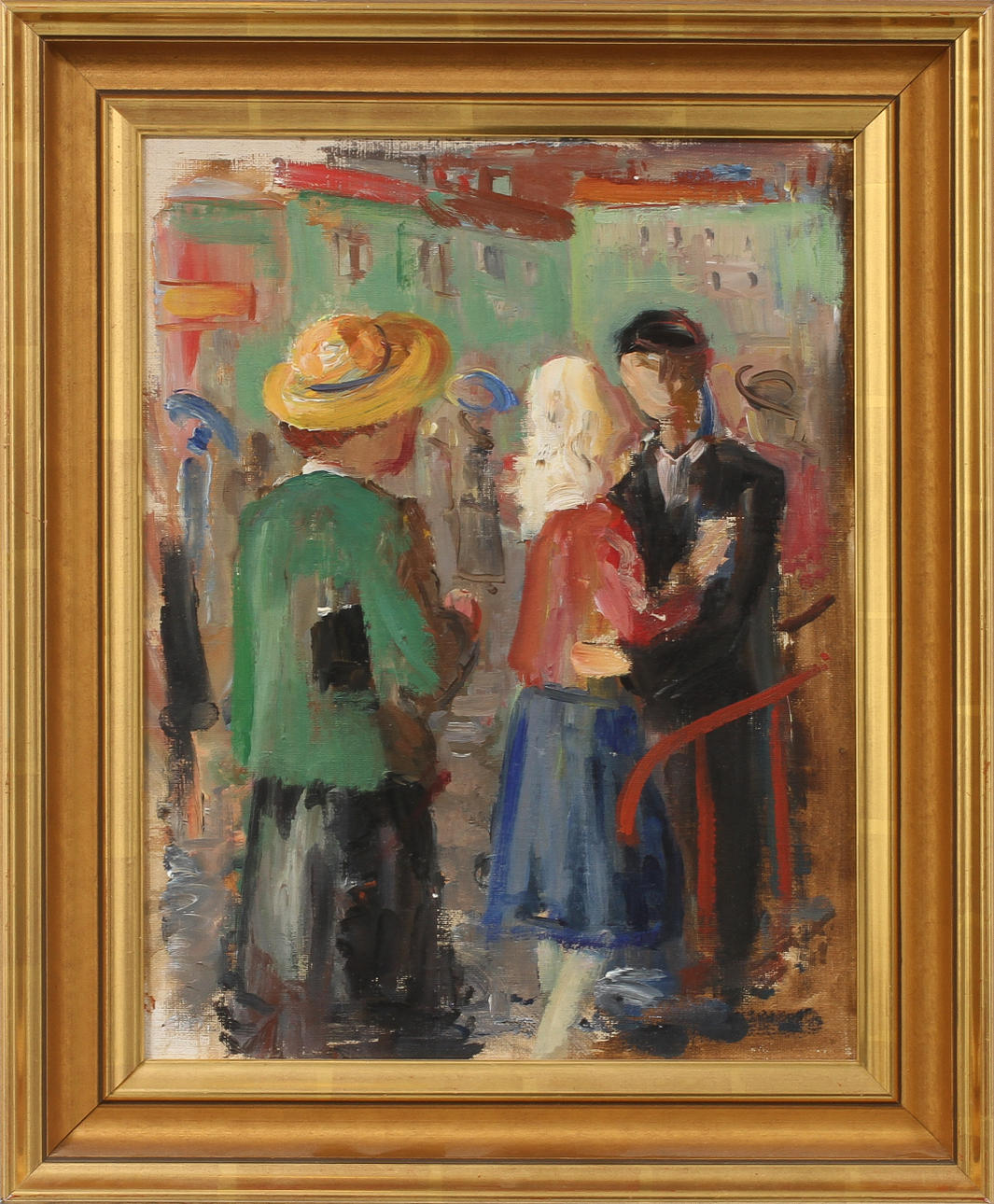 GÖTE REX. Figurkomposition, olja på pannå, signerad och daterad -49.