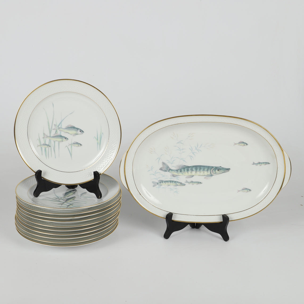 FISH SET, 12 pieces, porcelain, Thomas, Germany.