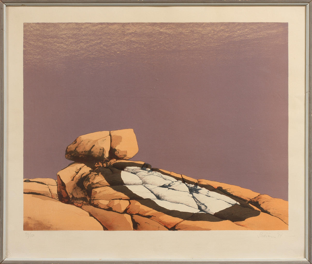 GUNNAR THOREN. Berghäll, färglitografi, signerad, numrerad 94/150 och daterad 74.