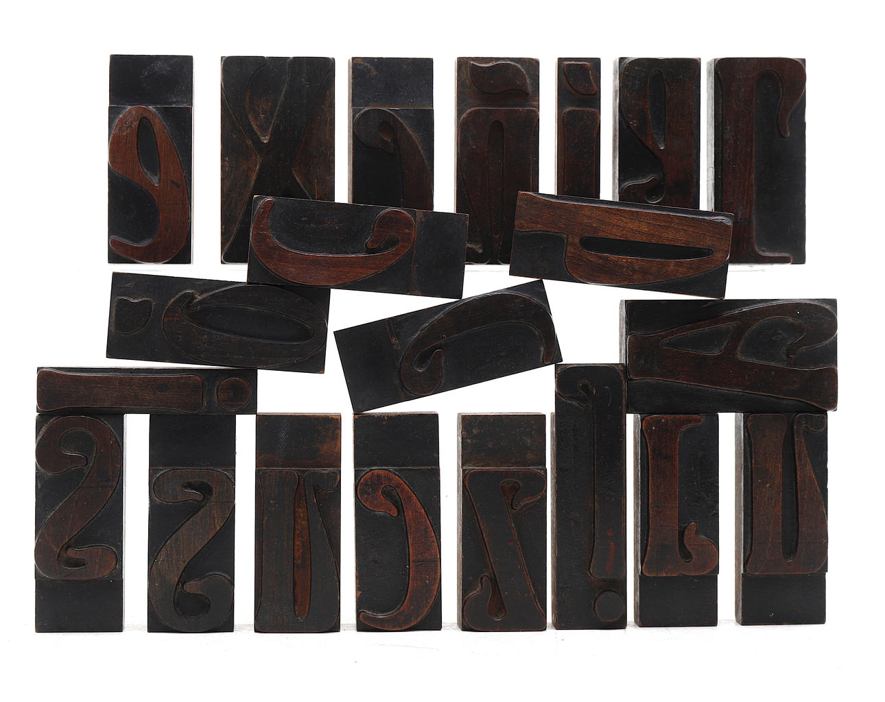 Set of Art Nouveau typographic letters in wood, early decades of the ...