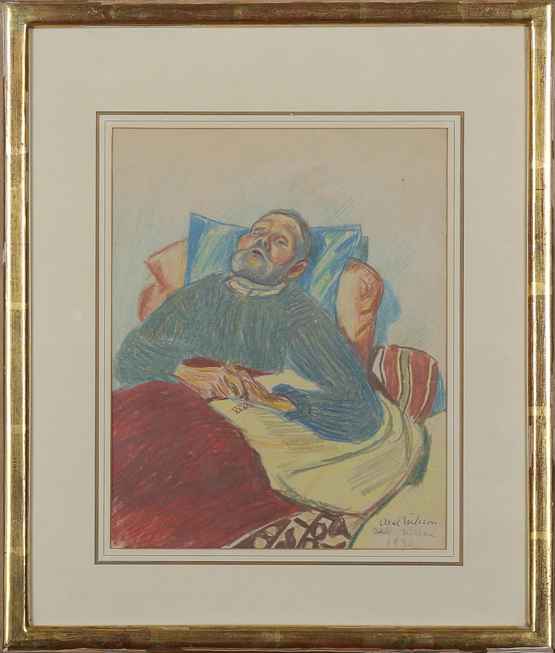 AXEL NILSSON. Krita, "Sjukling", signerad och daterad 1930.