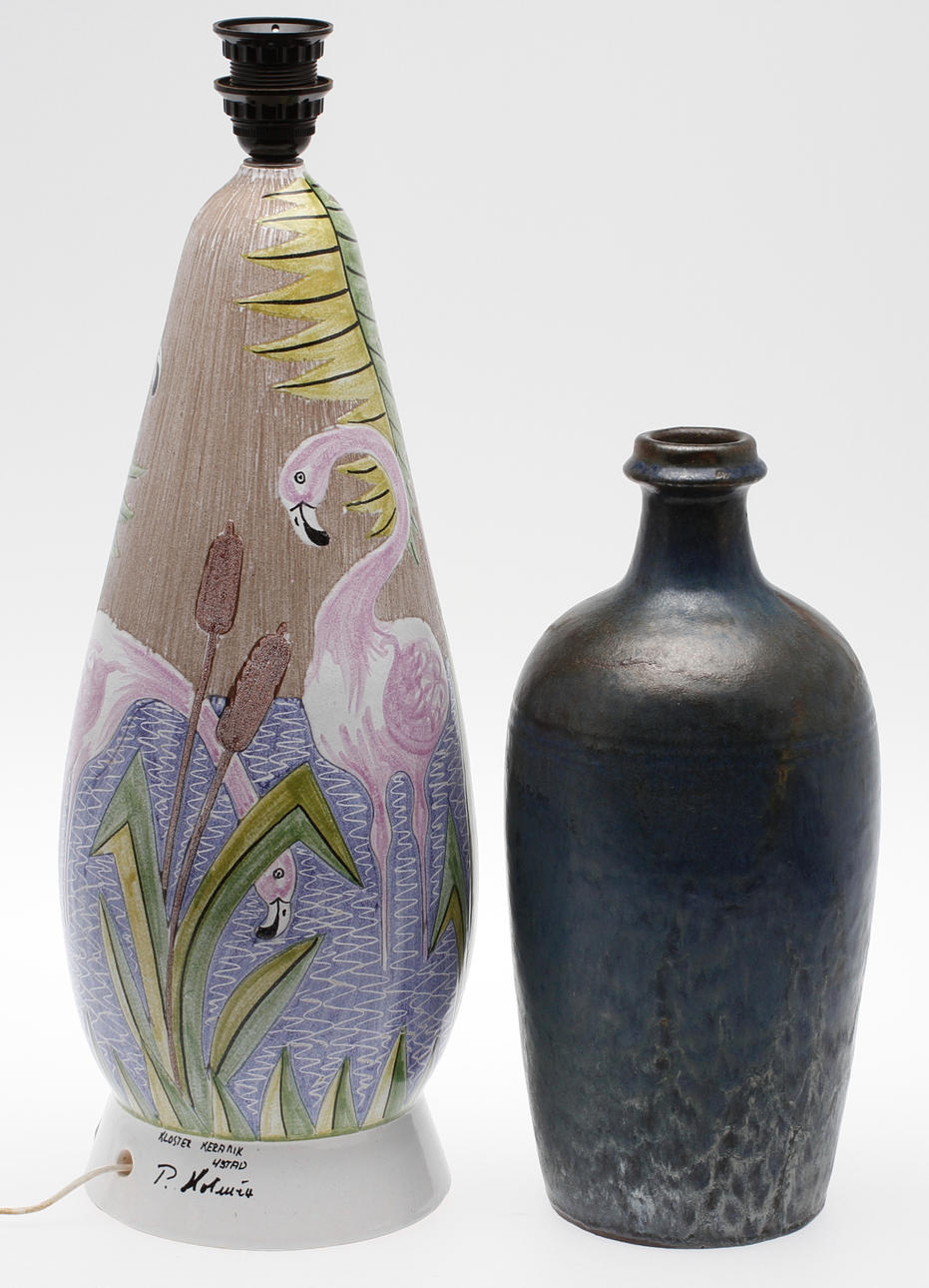 GOLVLAMPA, Kloster keramik, samt golvvas, Höganäs, Yngve Blixt, 1950/60 tal.