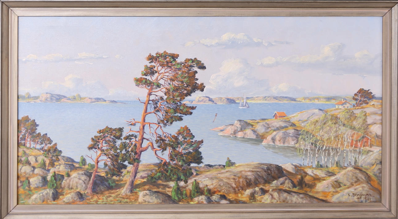 KARL BERGMAN. Kustlandskap, olja på duk, signerad och daterad 1941.