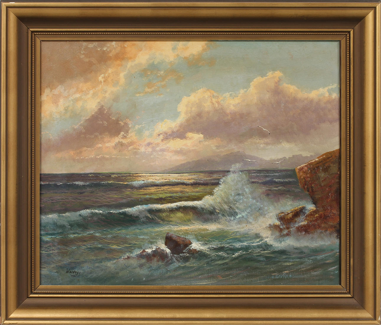 FRANZ WALDEGG. Havsmotiv, olja på duk, signerad.