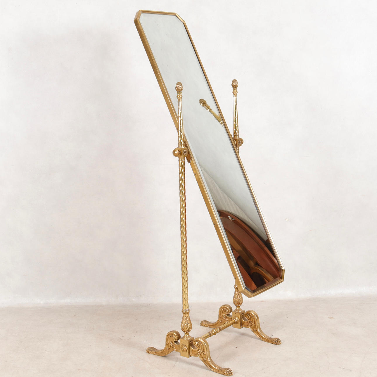 GULVSPEJL, messing, 1900-tallet.