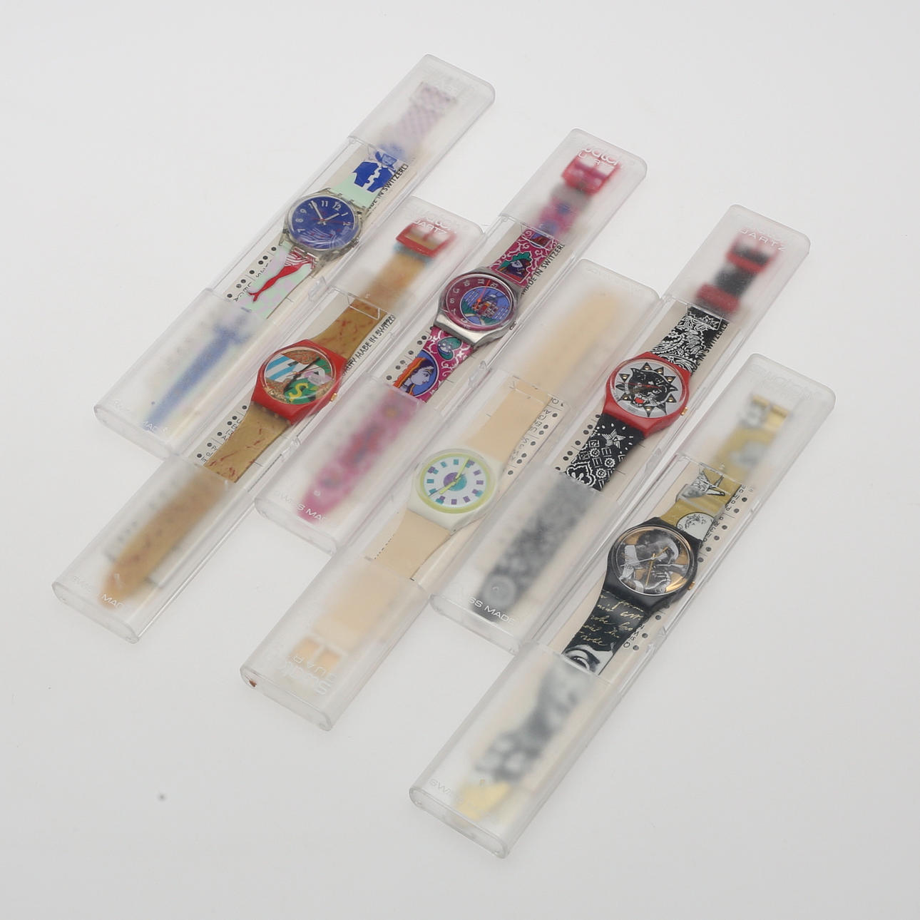 ARMBANDSUR. 6 st, Swatch Quartz, Originalförpackning.