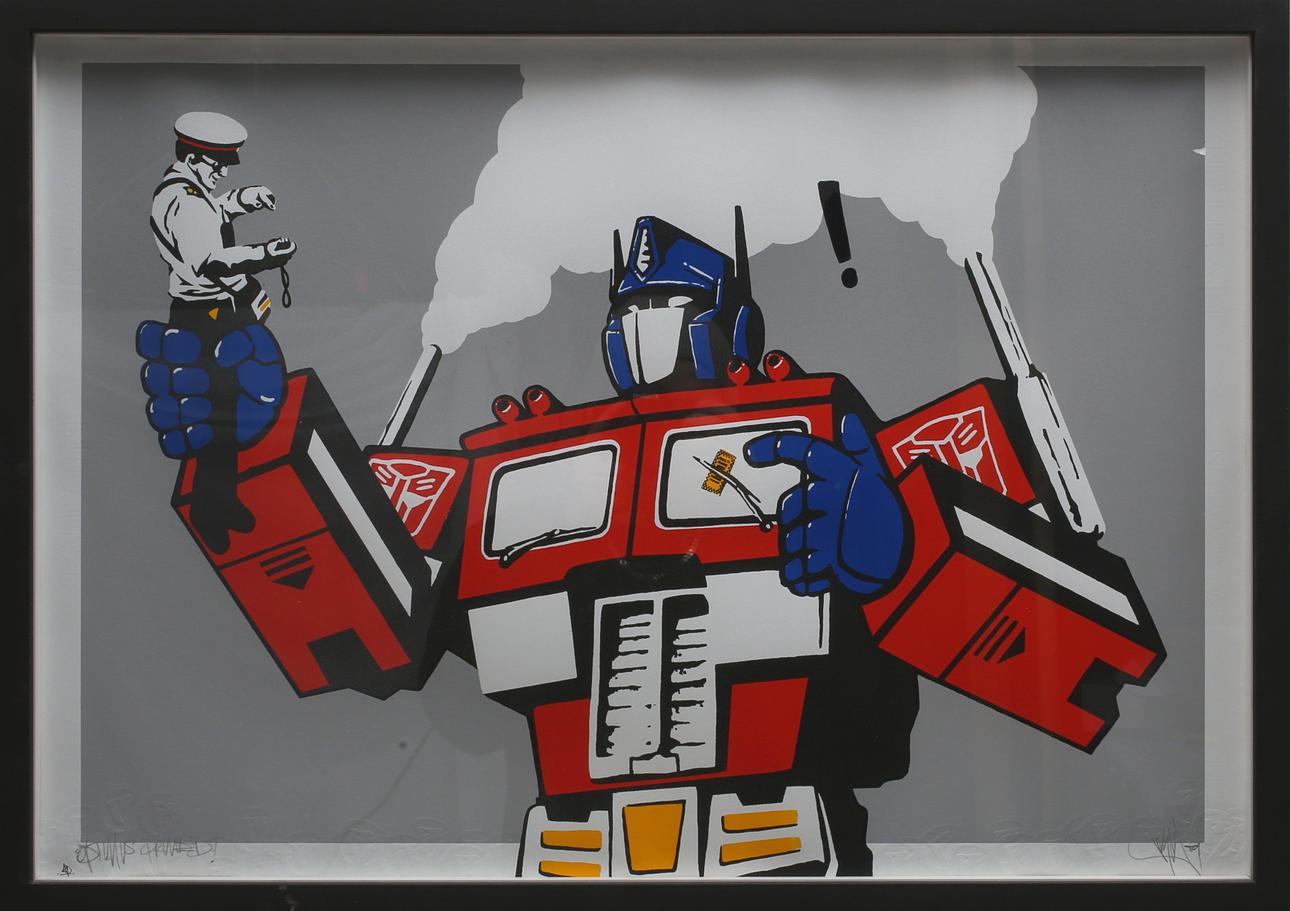 RYAN CALLANAN. grafiskt blad, Optimus, signerad.