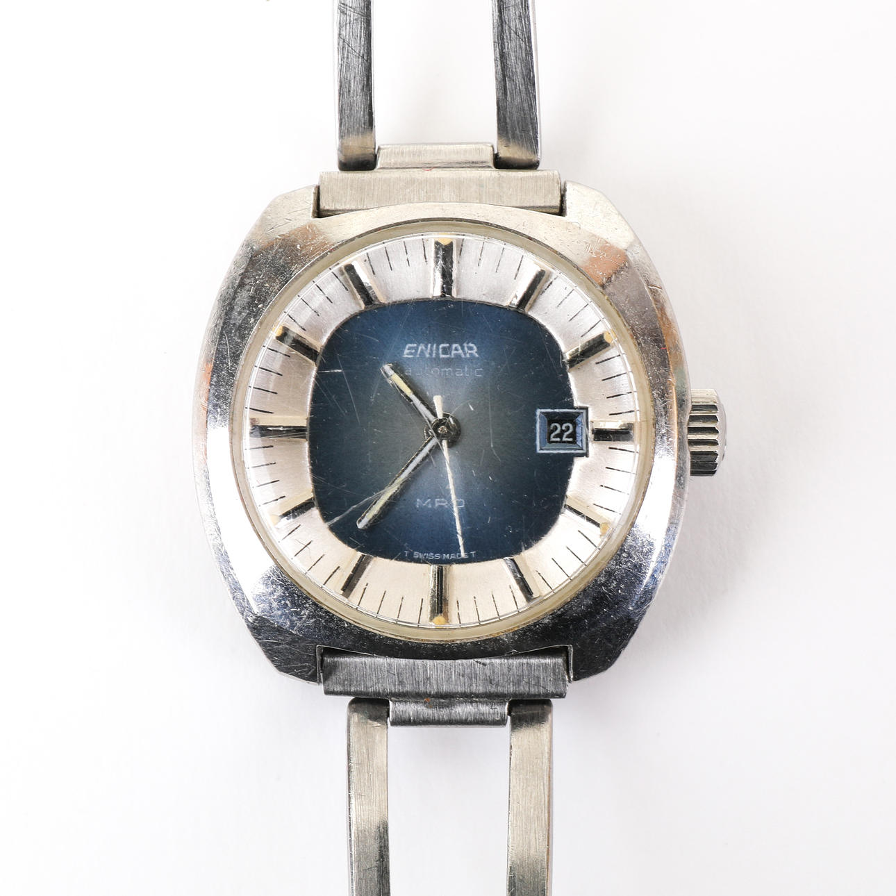 BRACELET WATCH, Enicar,"Mro", steel, date.