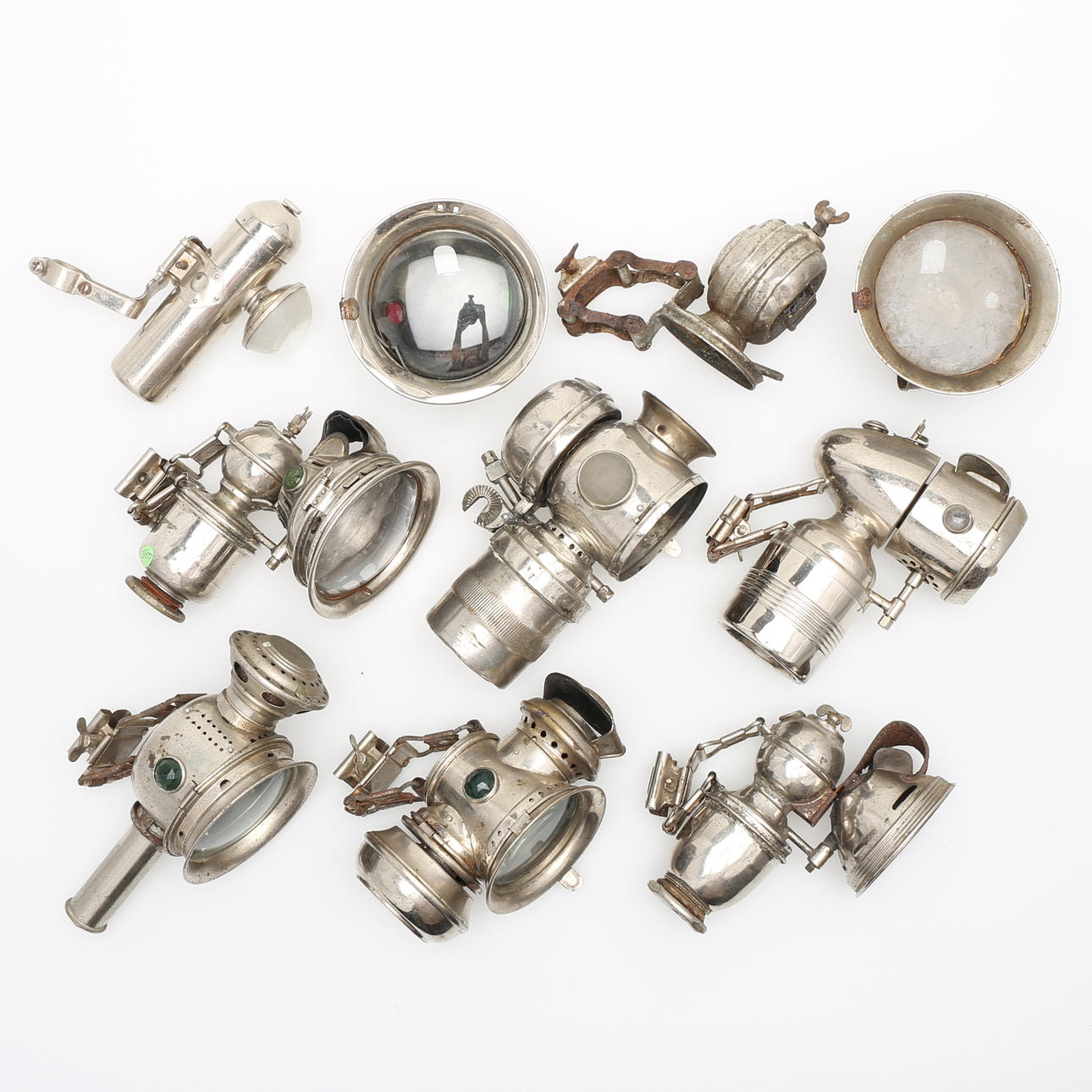 KARBIDLAMPOR, mm, 10 delar, tidigt 1900-tal.